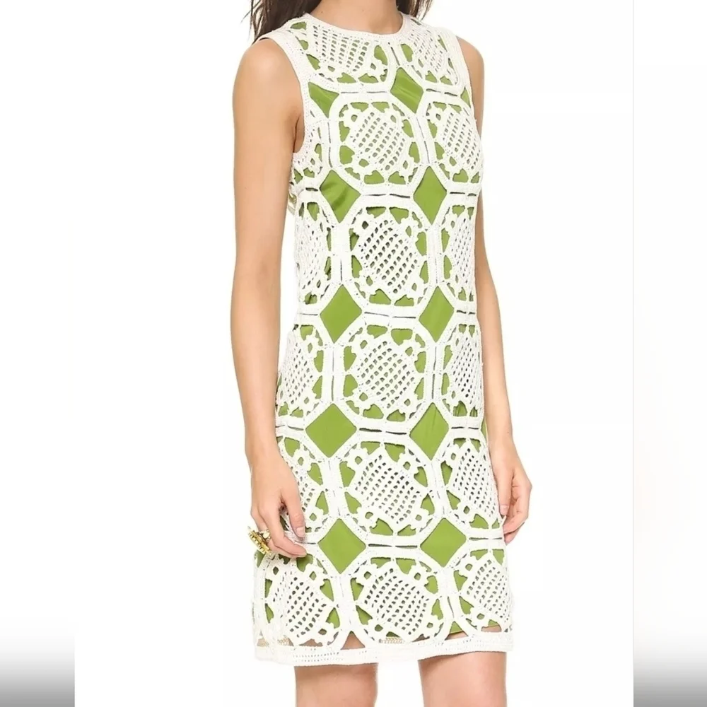 Tory Burch Lexi Crochet Dress Runway Green RARE Size S